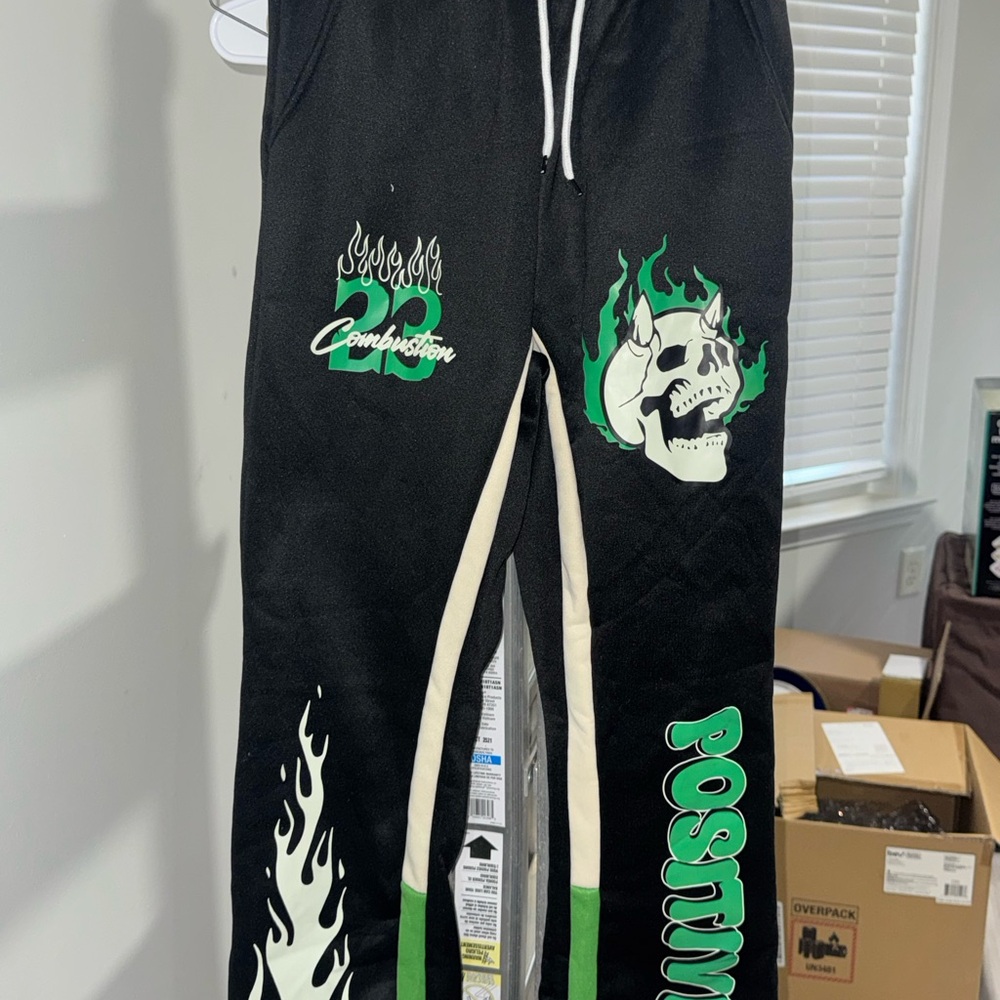 Kids Black and Green Graphic Pants